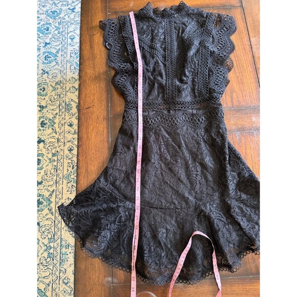 Hello Molly Black Lace Mini Dress Ruffle Cut Out Flutter Sleeves LBD NEW 2 Date - Picture 10 of 12